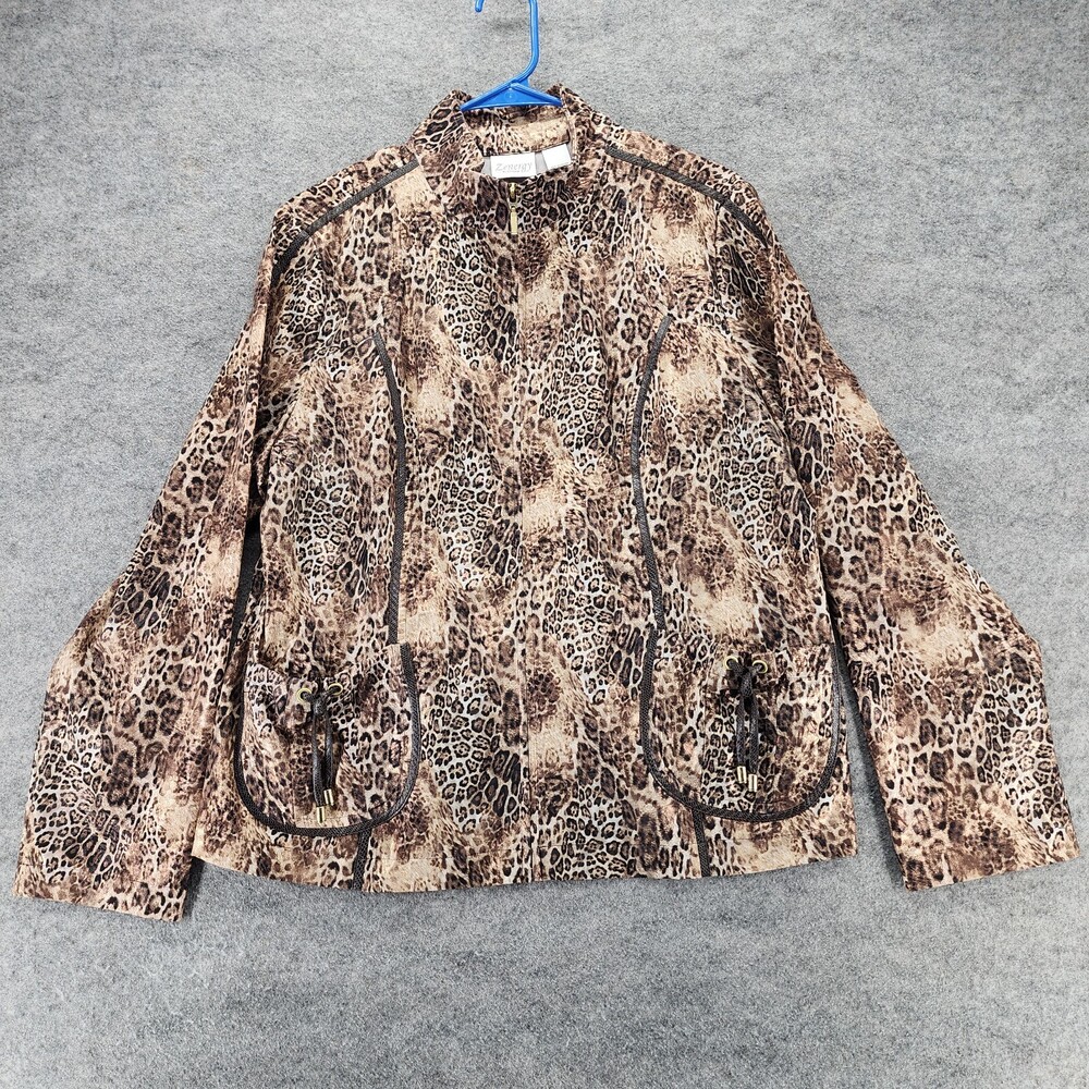 Zenergy Chicos Jacket Womens 2 S Large Brown Gold Cheetah Print